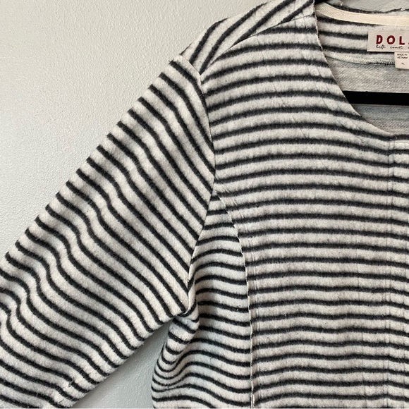 Anthropologie Dolan Striped Full Zip Jacket Black White Fleece X-Large - Picture 4 of 12